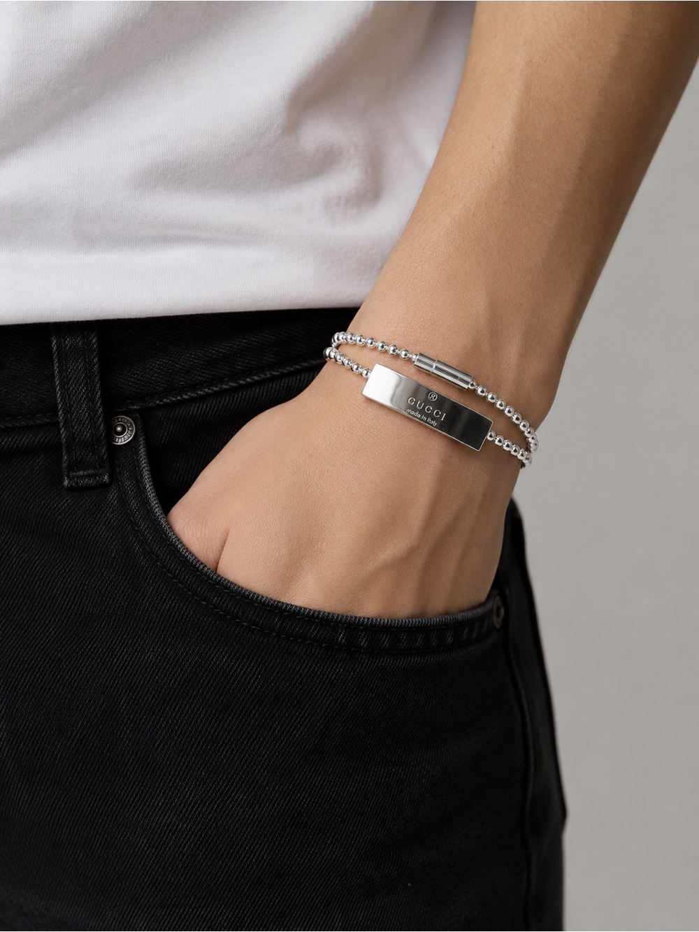 Gucci Silver ID Plate Ball Chain Double Wrap Bracelet/Choker - Picture 2 of 8